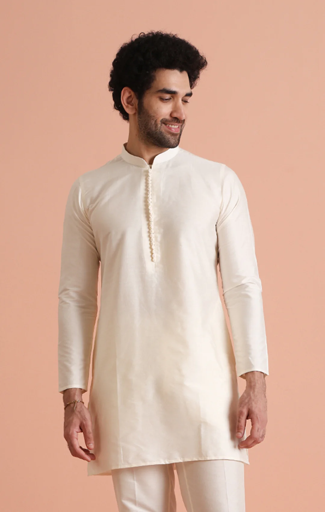 Elegant Off-White Cotton Blend Kurta for Men Minimalistic Ethnic Wear