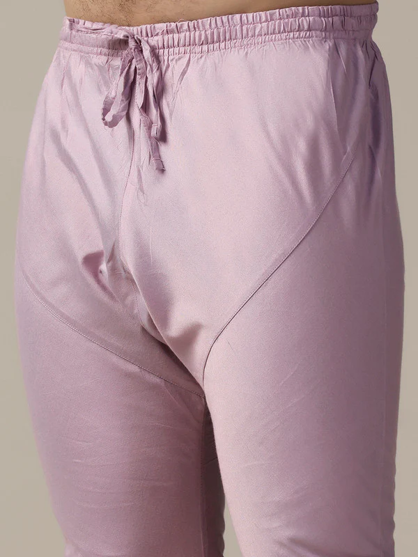 Men Pink Kurta Churidar Set - Image 6