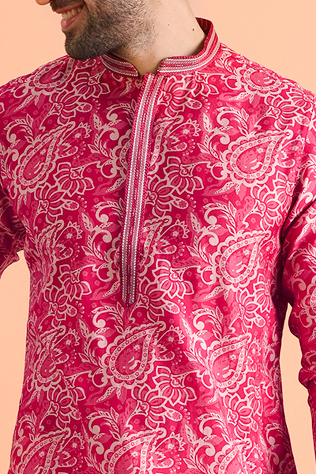 Hot Pink Paisley Kurta Churidar Set - Image 6