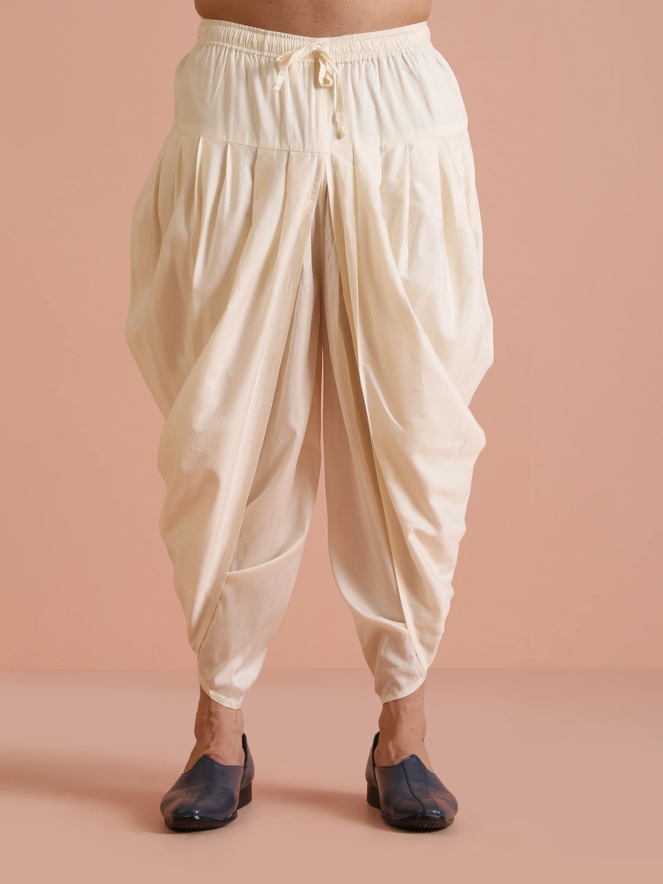 Men's Beige Kurta Indowestern Dhoti Set - Image 6