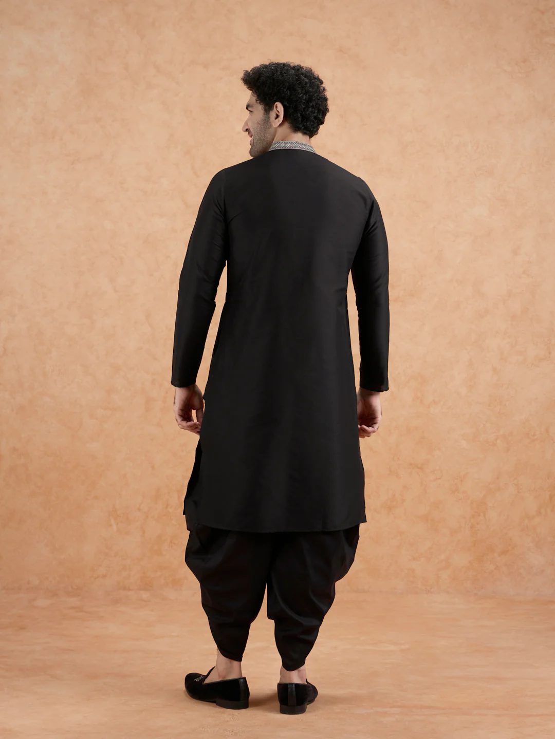 Men's Black Kurta Dhoti Set - Image 5
