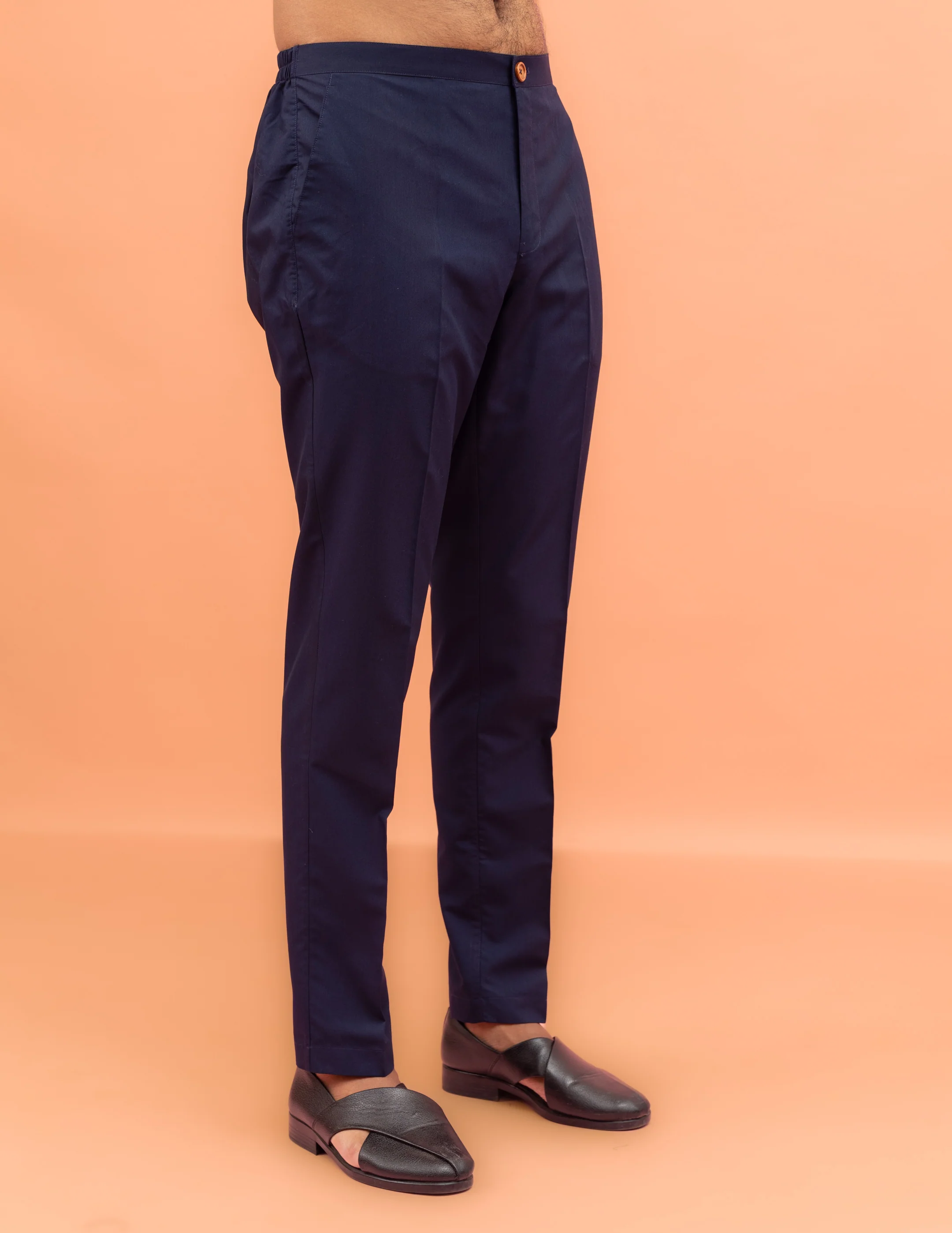 Navy Blue Silk Blend Mirror Work Nehru Jacket Kurta Set - Image 5