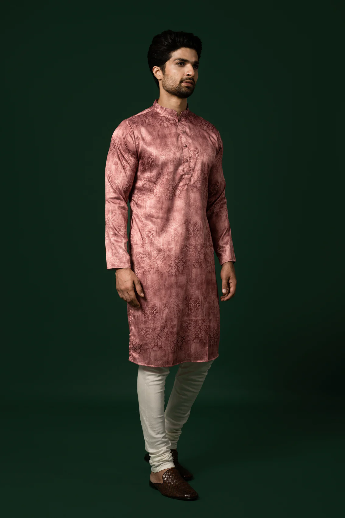 Men's Pink Kurta Churidar Set - Image 3