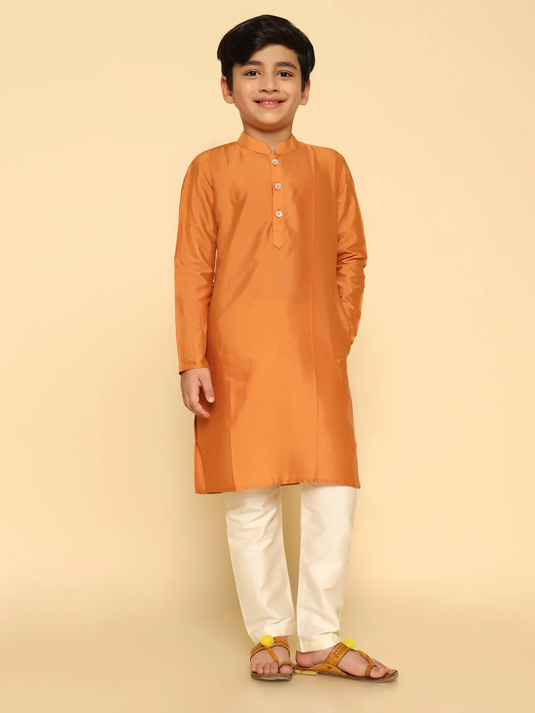 Boy's Mustard Kurta Pyjama Set
