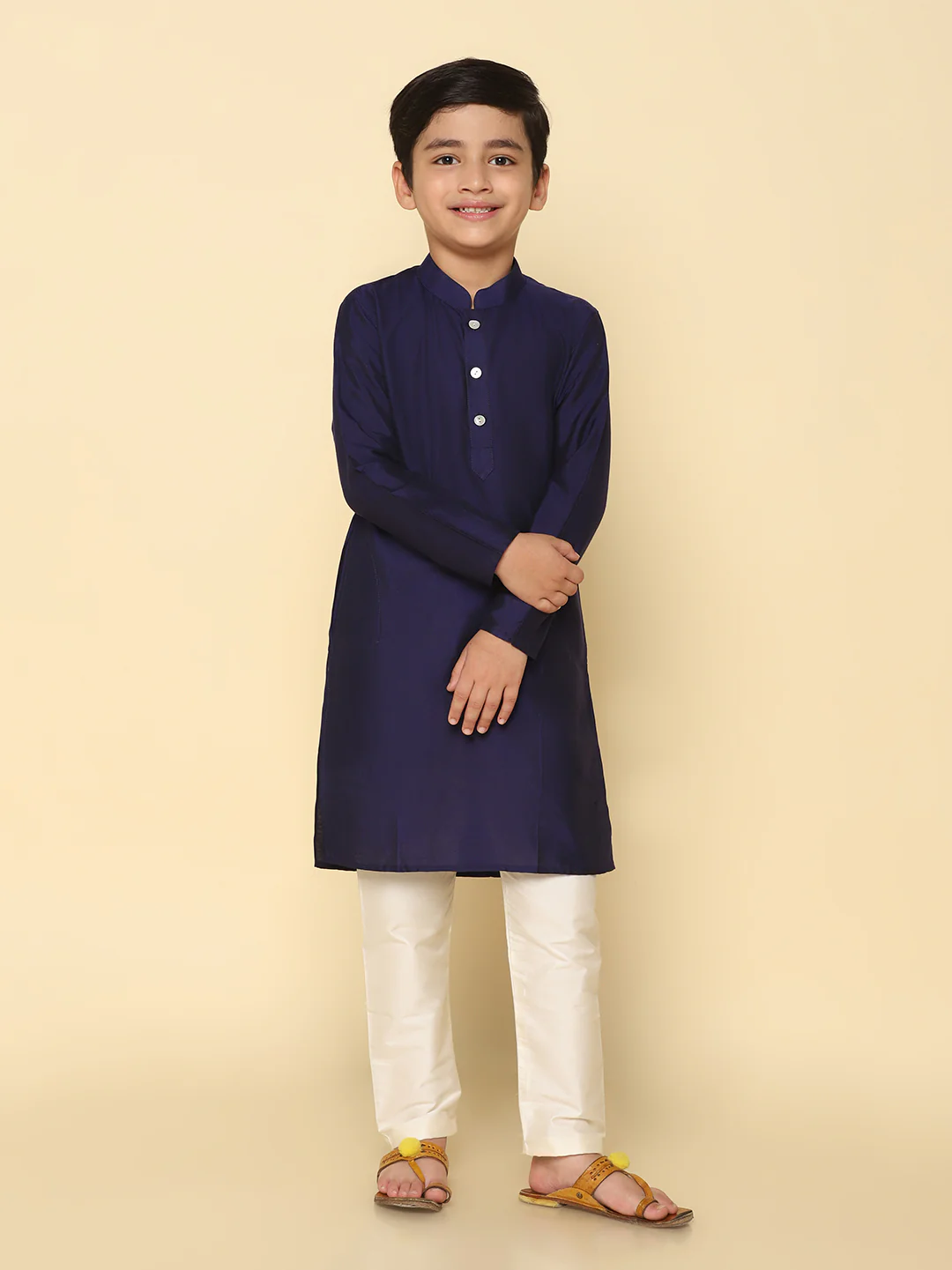 Boy's Navy Blue Kurta Pyjama Set