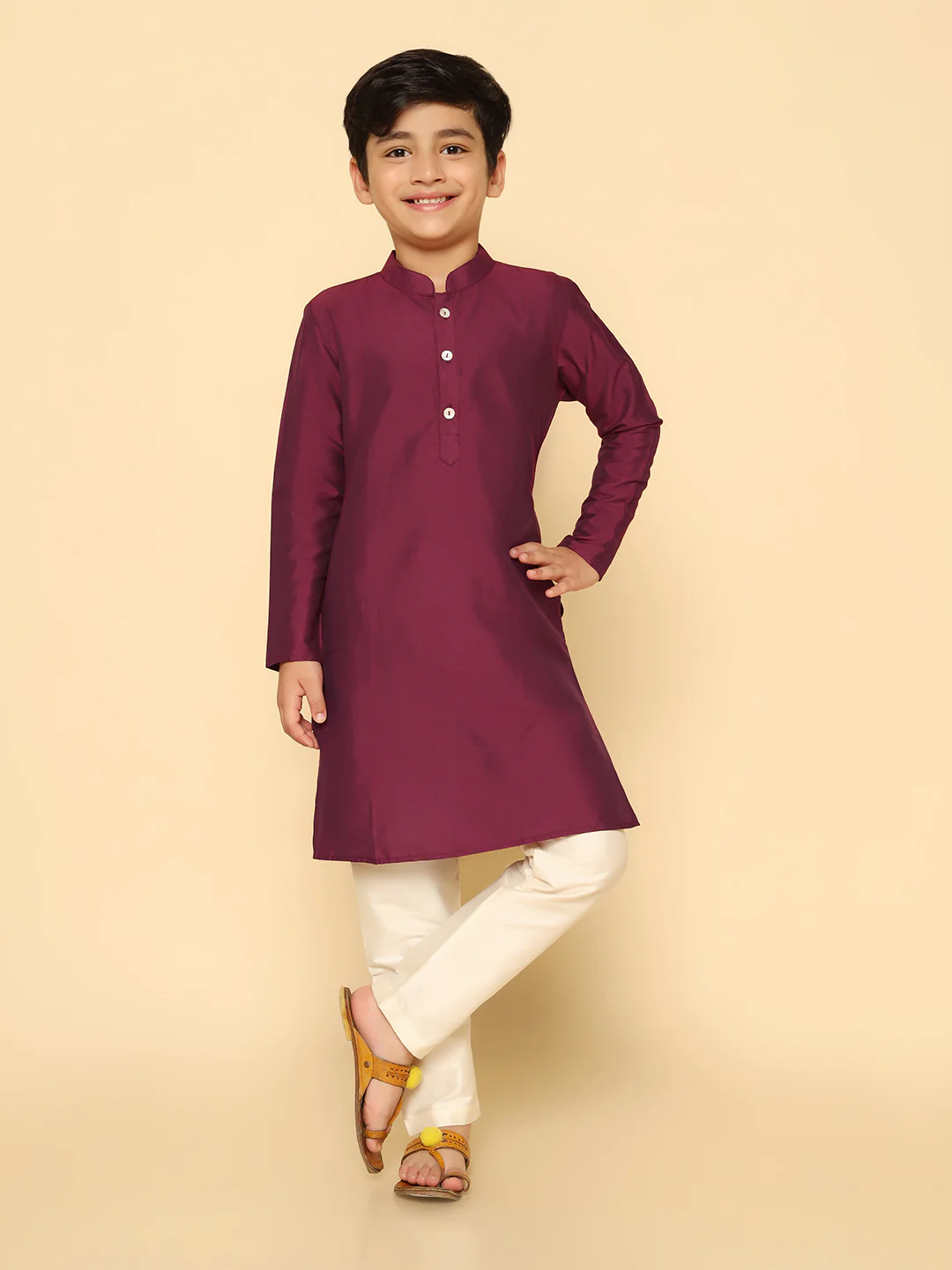 Boy's Margenta Kurta Pyjama Set