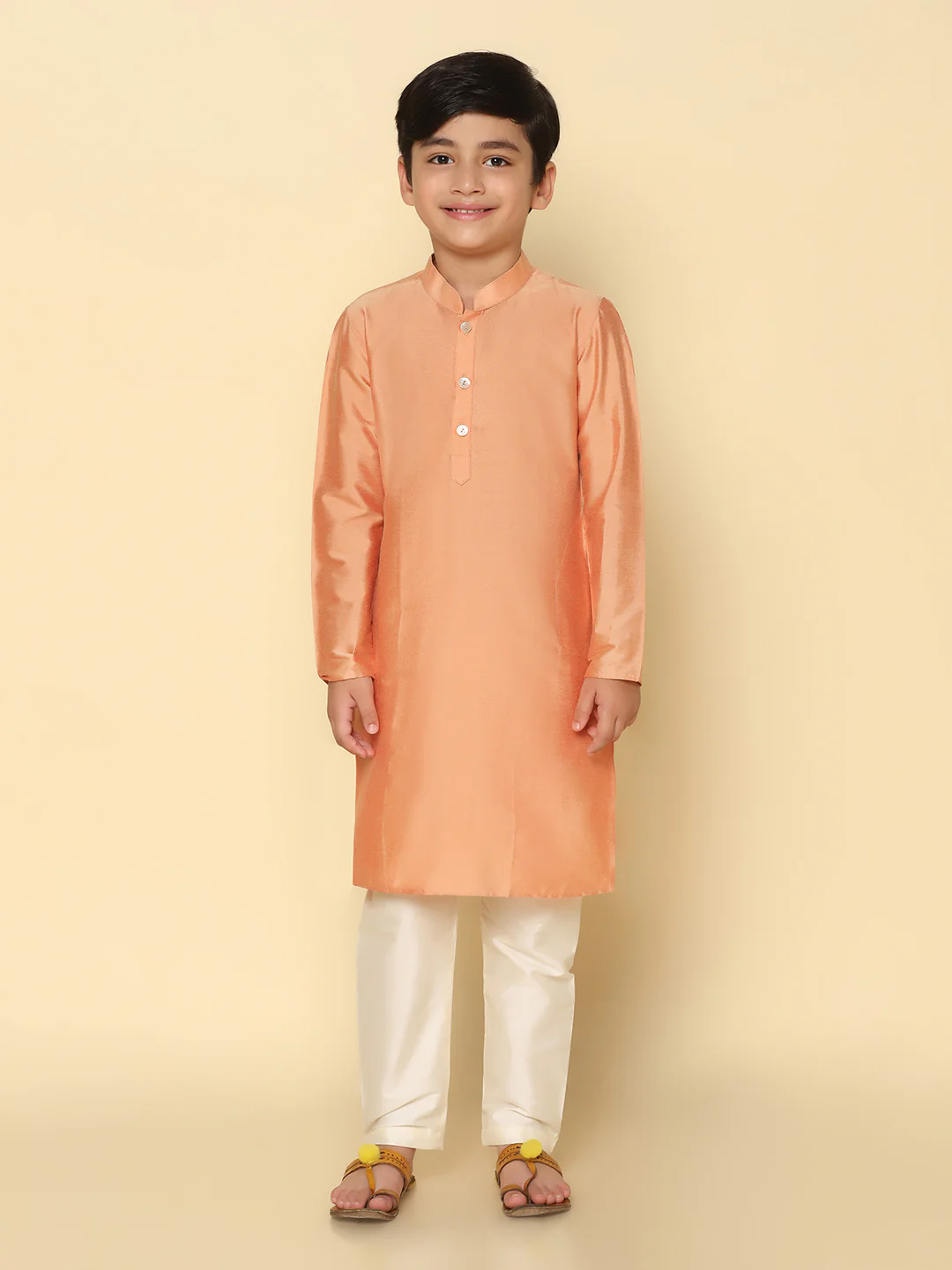 Boy's Coral Kurta Pyjama Set