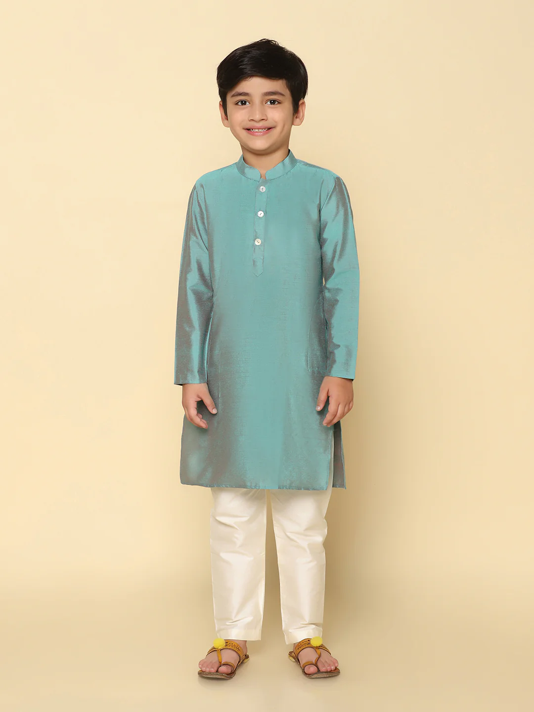 Boy's Green Kurta Pyjama Set