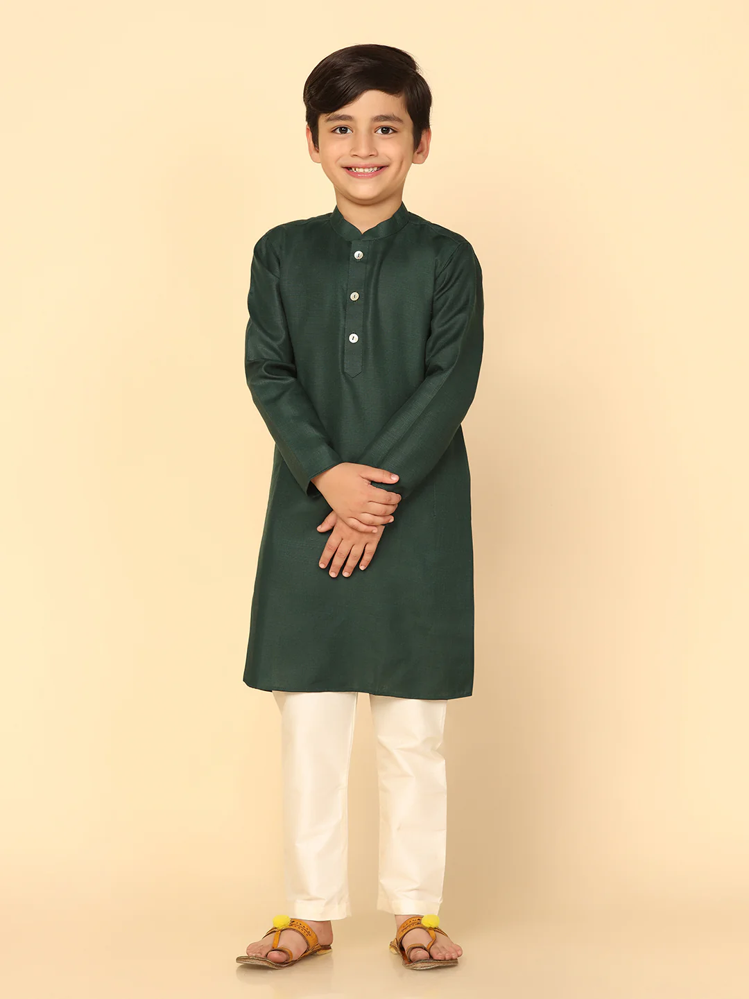 Boy's Green Kurta Pyjama Set