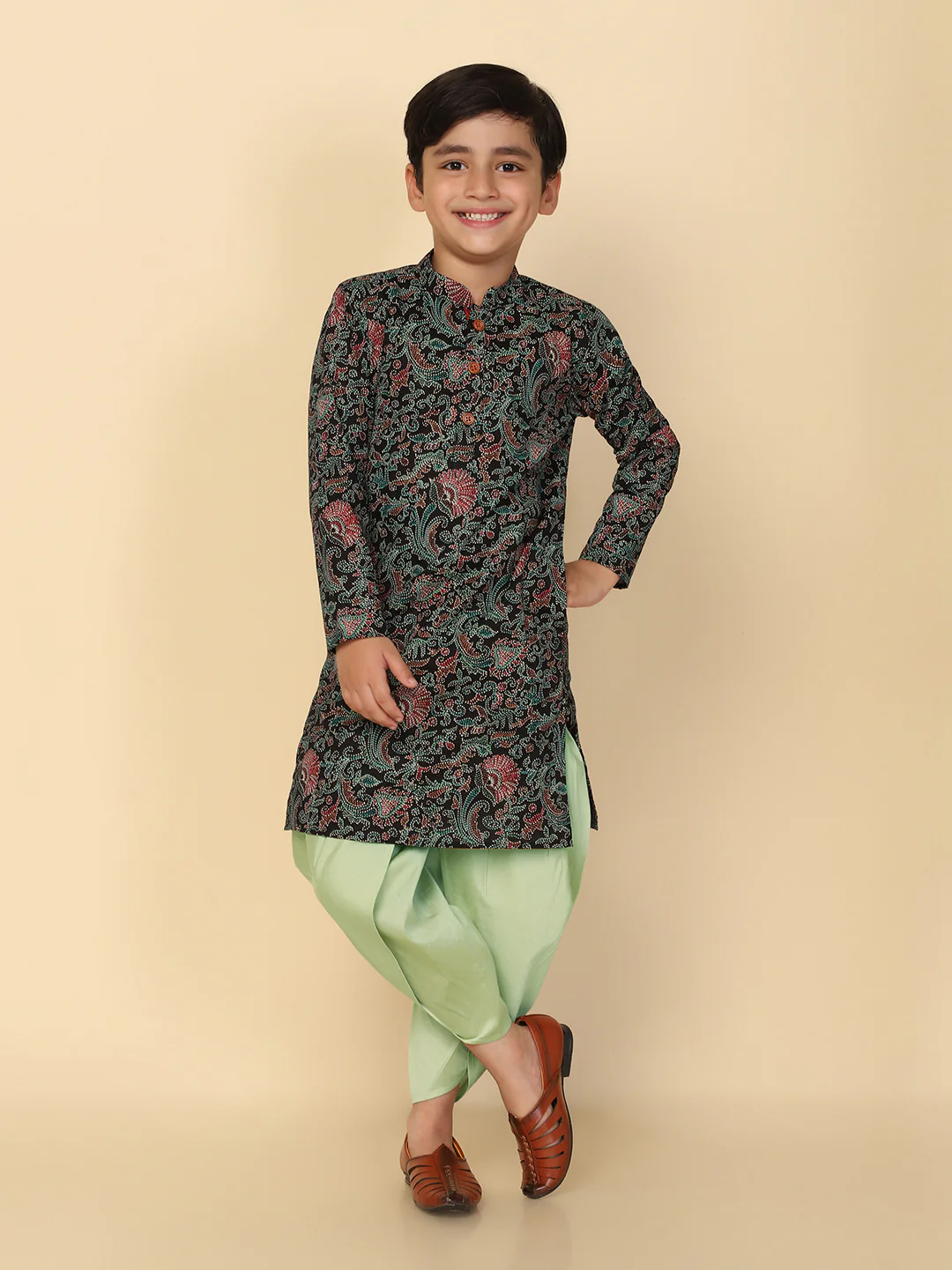 Boy's Black Kurta Dhoti Set