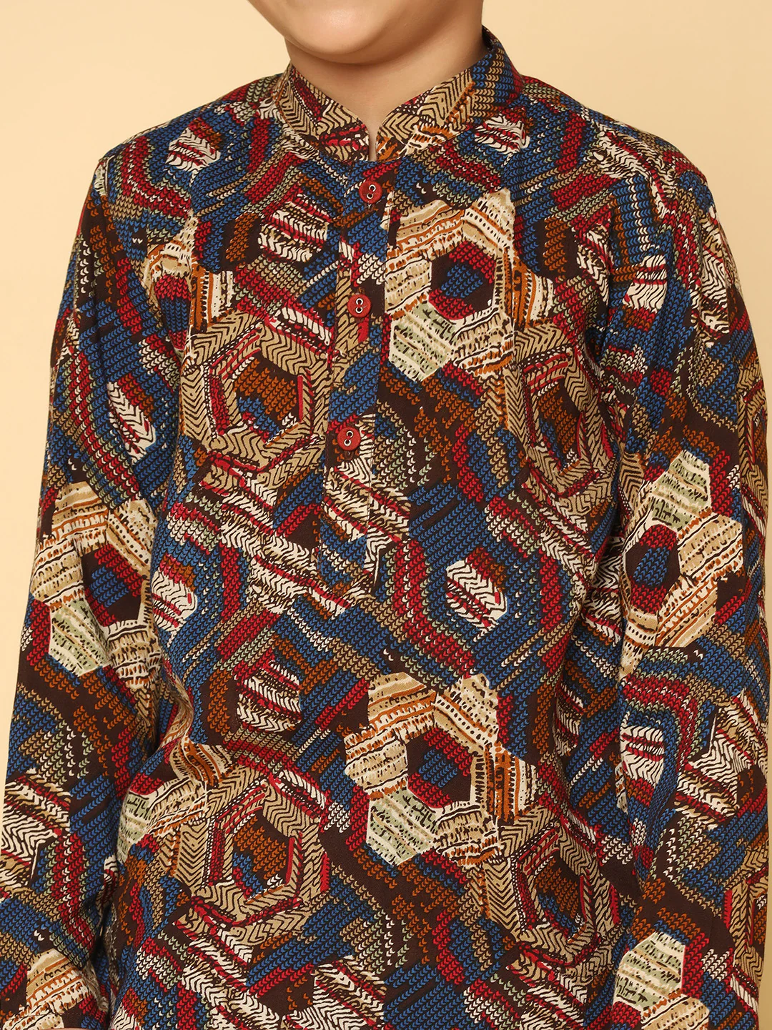 Boy's Maroon Kurta Dhoti Set - Image 5
