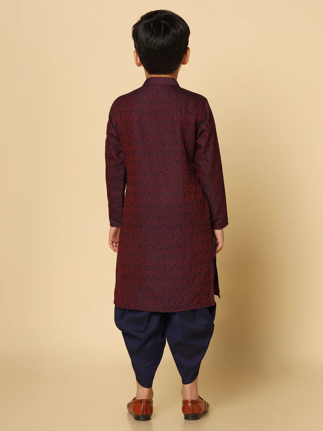 Boy's Purple Kurta Dhoti Set - Image 4