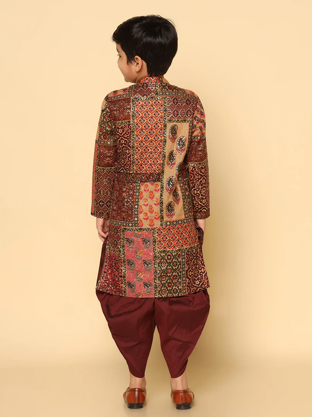 Boy's Multicolor Kurta Dhoti Set - Image 4