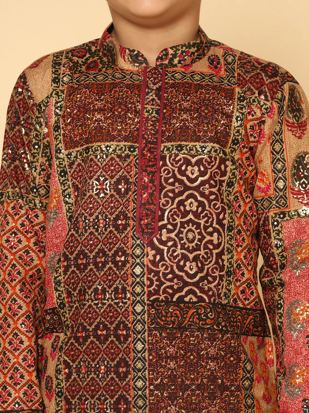 Boy's Multicolor Kurta Dhoti Set - Image 5