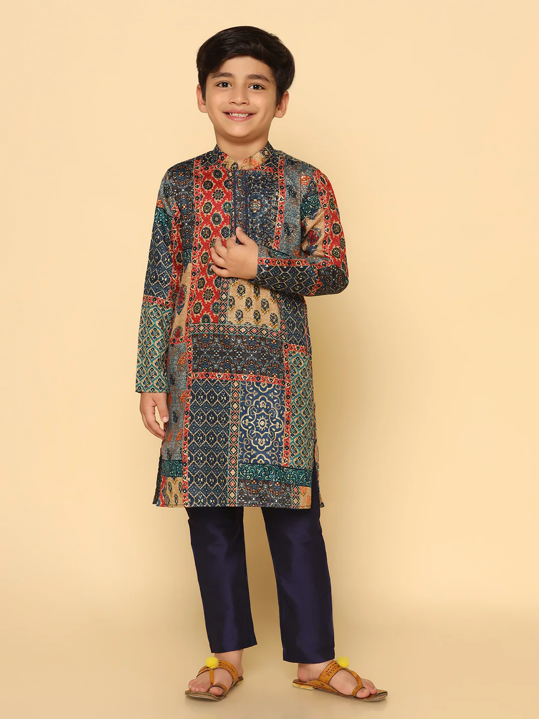 Boy's Multicolor Kurta Pyjama Set