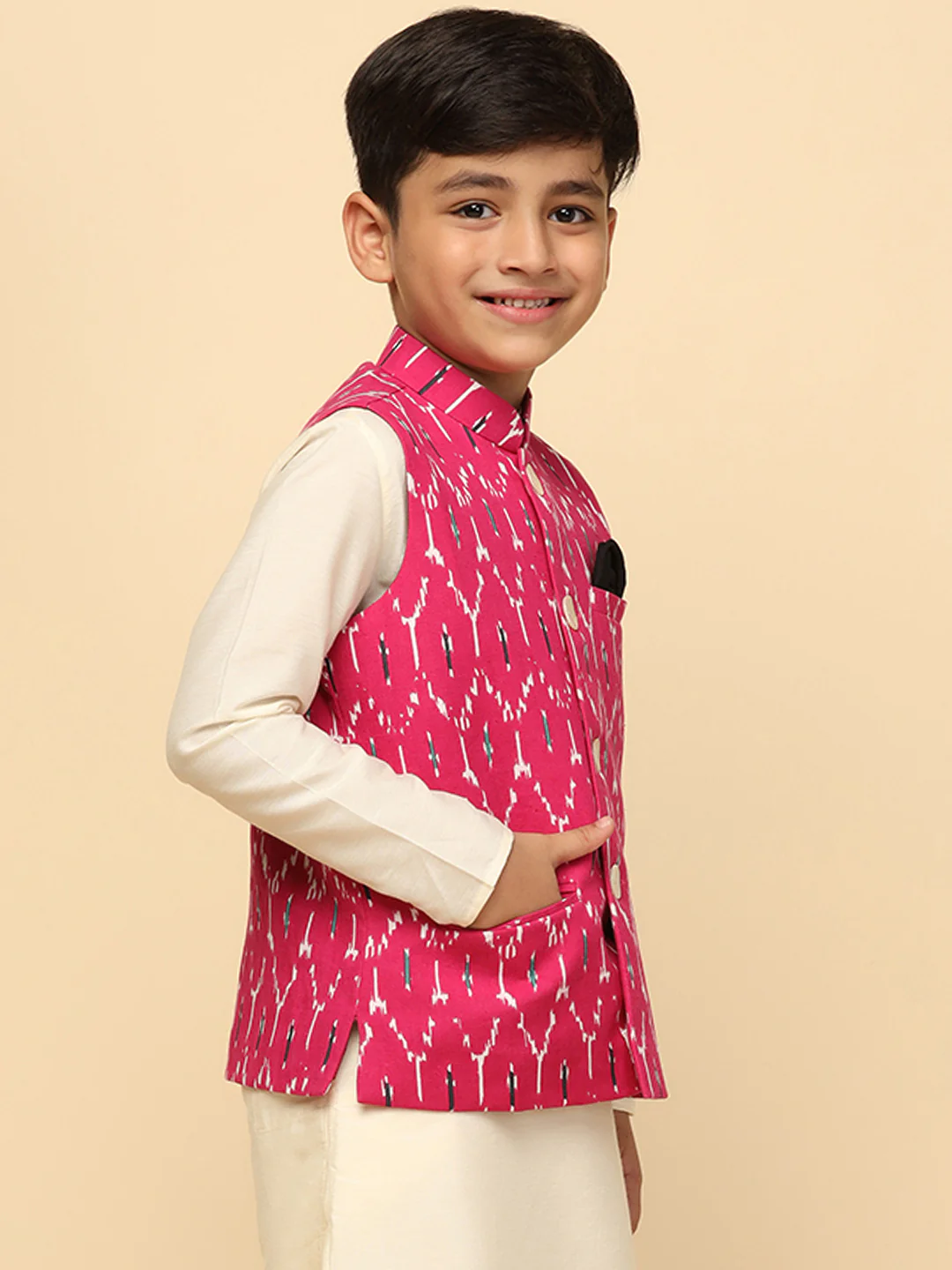 Boy's Pink Printed Jacket - Image 2