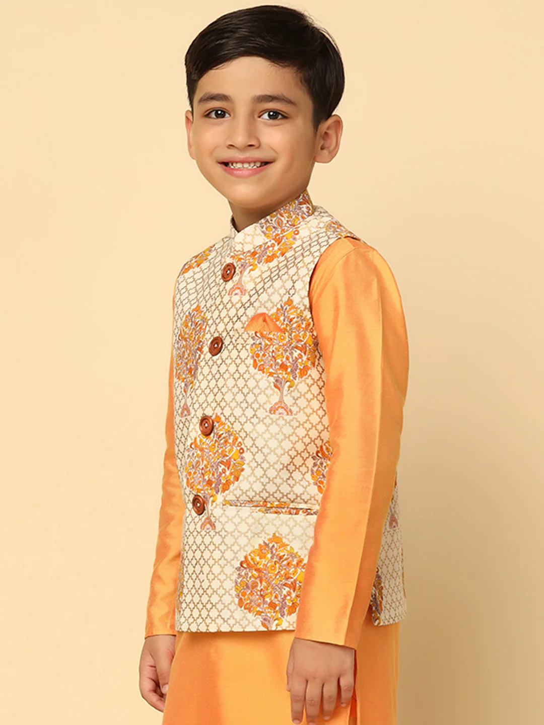 Boy's Gold Printed Jacket - Image 2