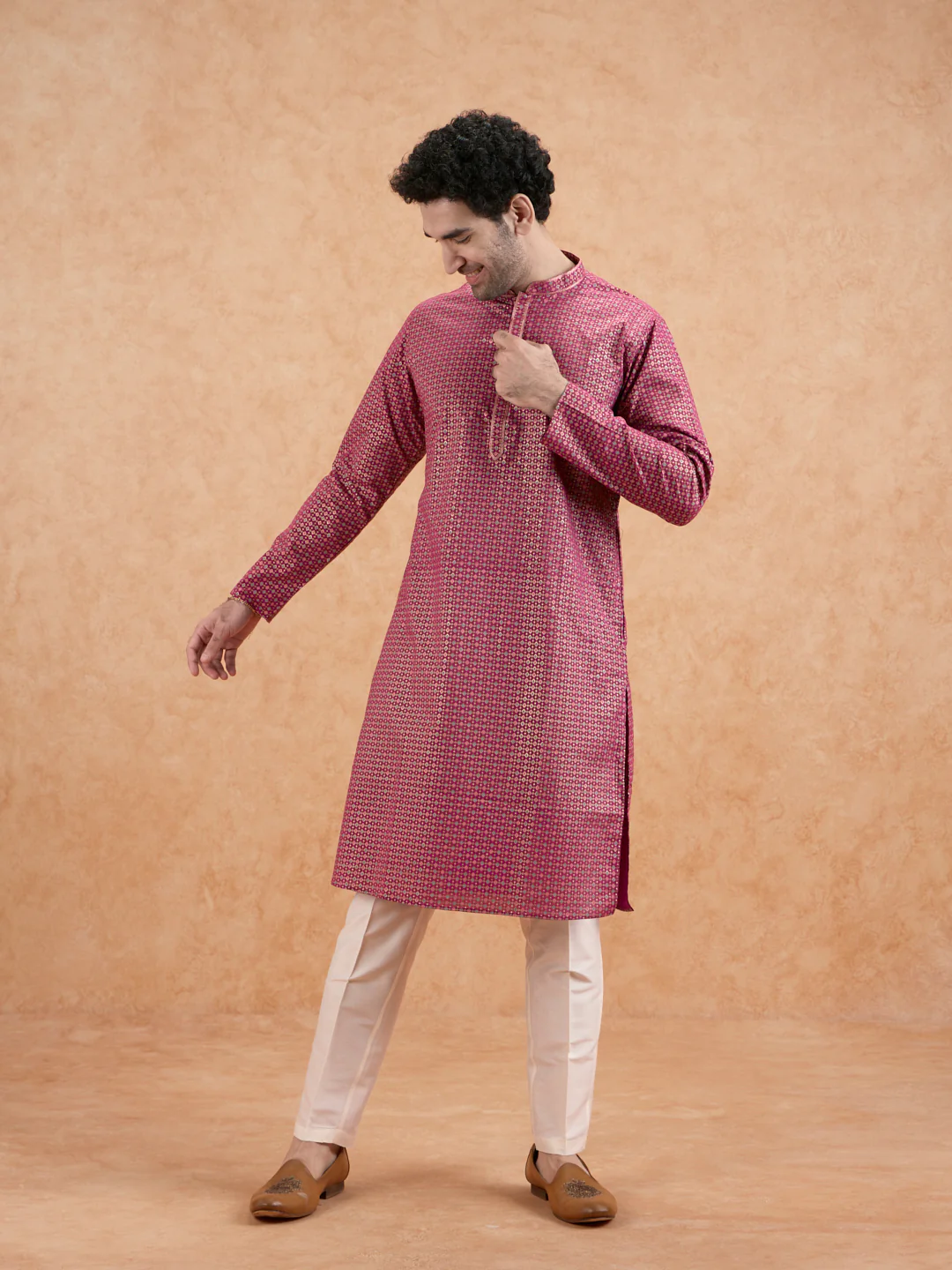 Magenta Silk Blend Kurta Set