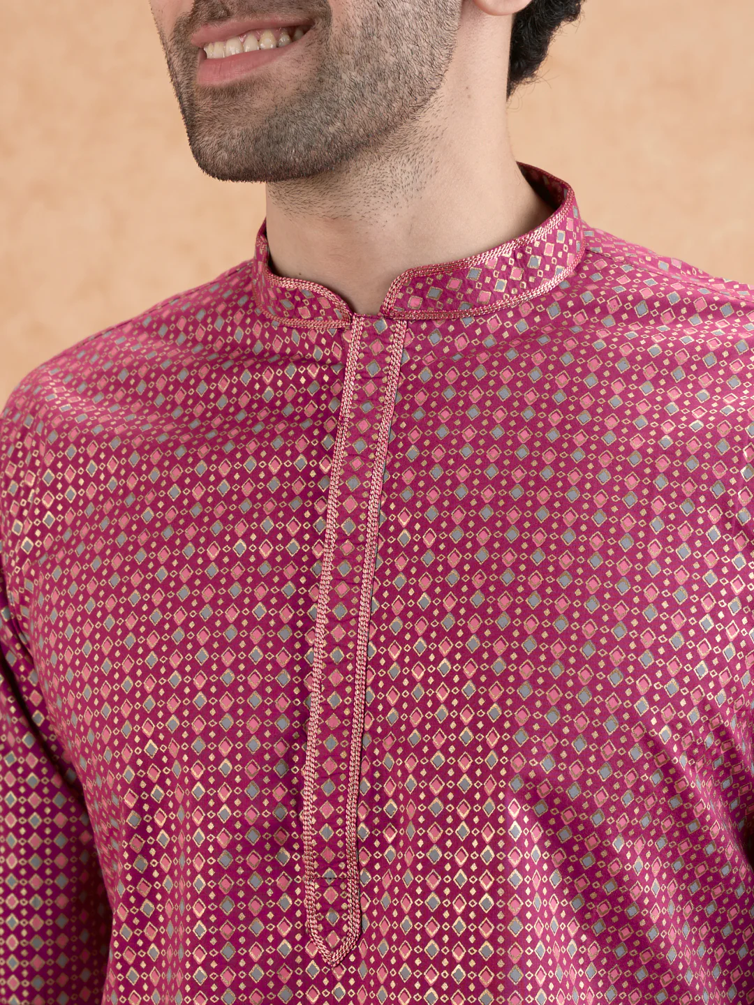 Magenta Silk Blend Kurta Set - Image 5