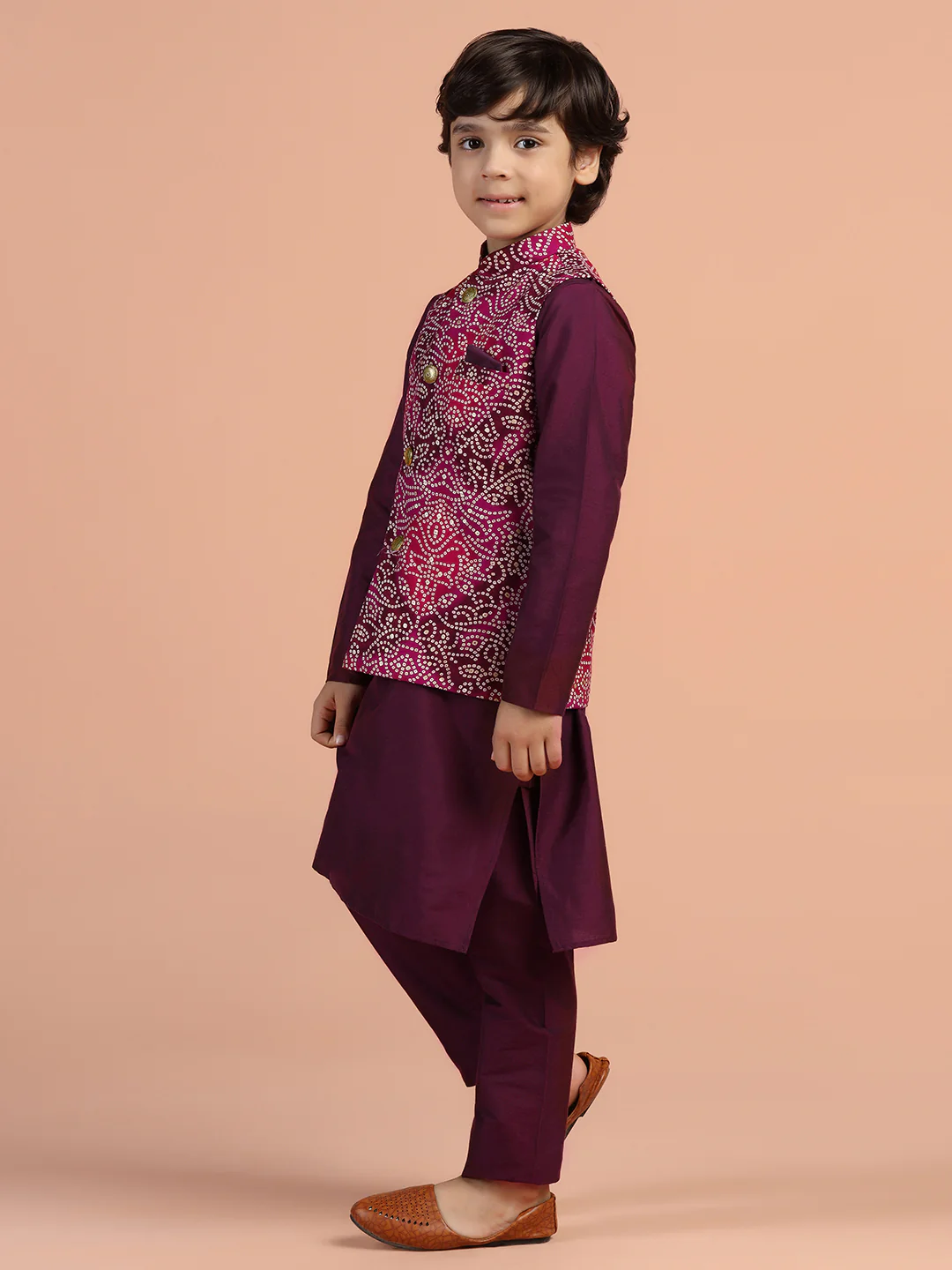 Maroon Bandhani Printed Jacket - Image 2