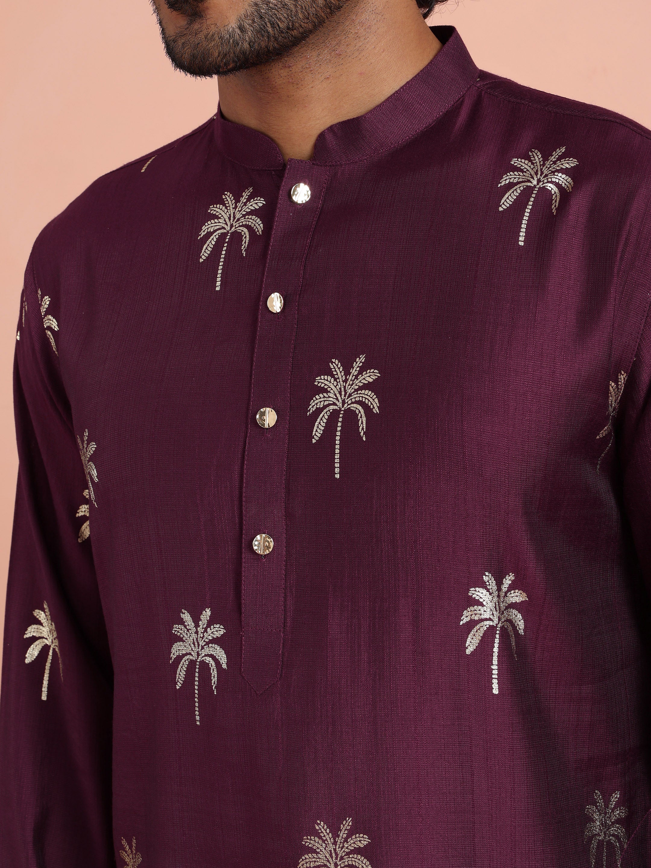 Maroon Printed Kurta Trouser Set - Image 5