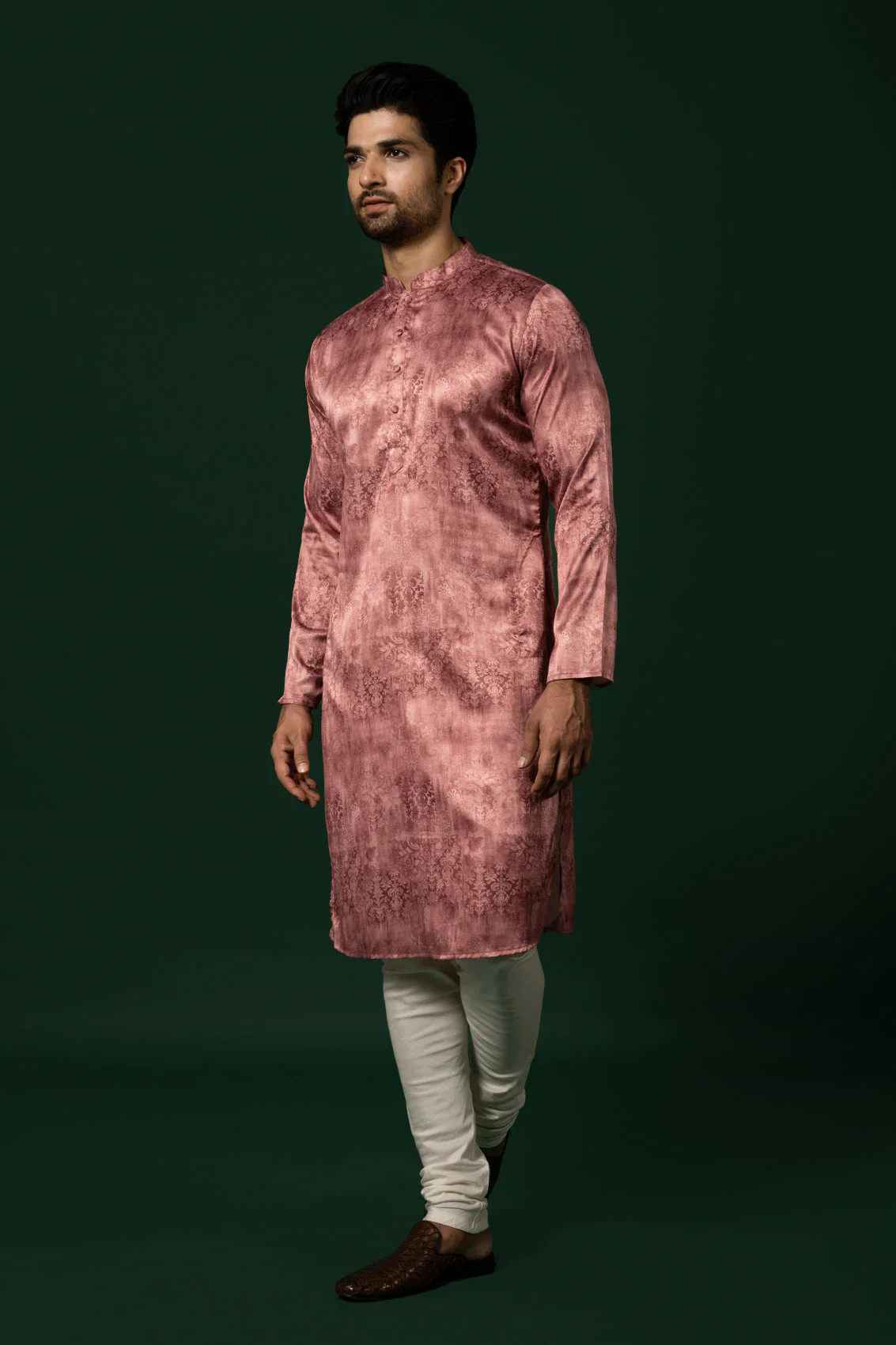 Pink Textured Silk Blend Kurta - Image 12