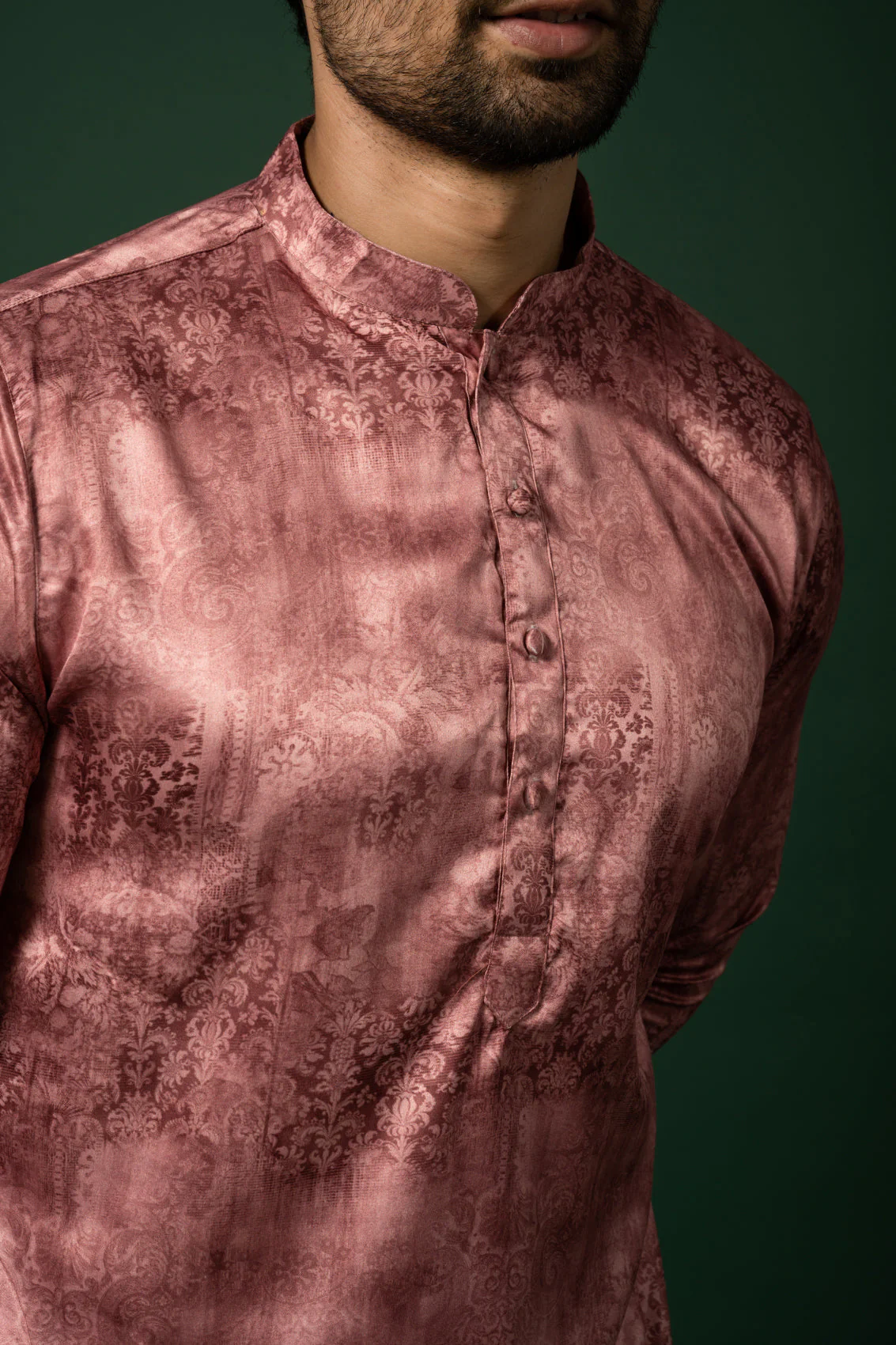 Pink Textured Silk Blend Kurta - Image 15