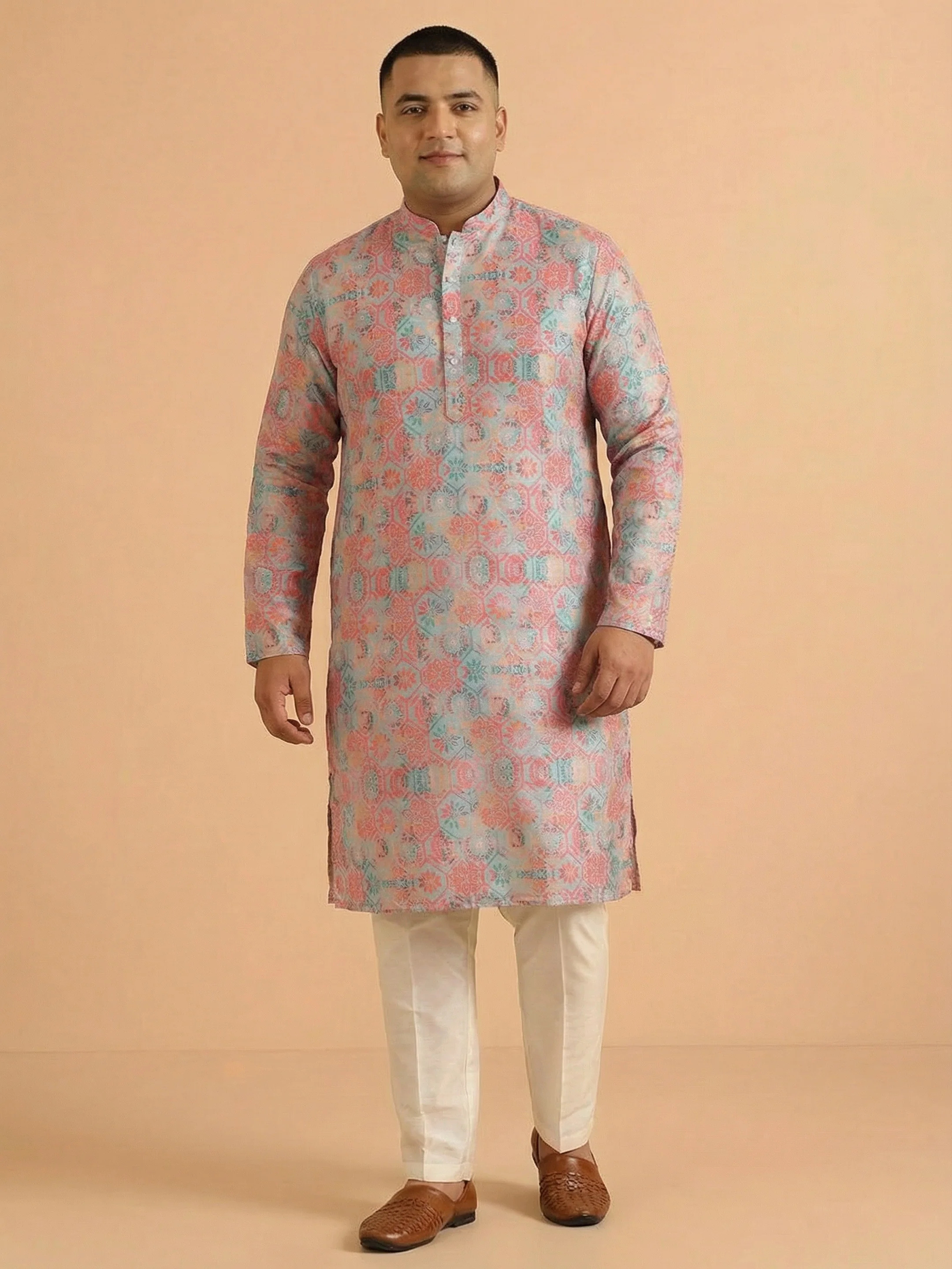 Multi Color Art Silk Printed Long Kurta