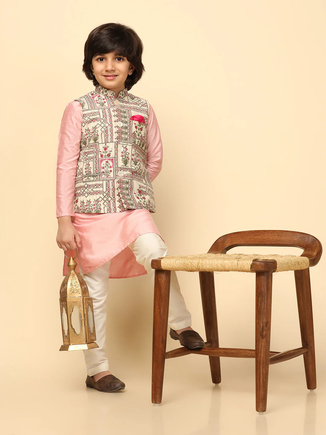 Multi-colour Printed Jacket Kurta Set
