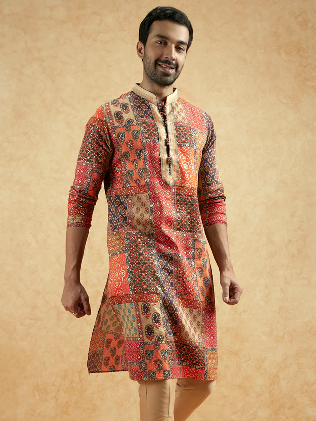 Multi Printed Patchwork Kurta Set - Image 9