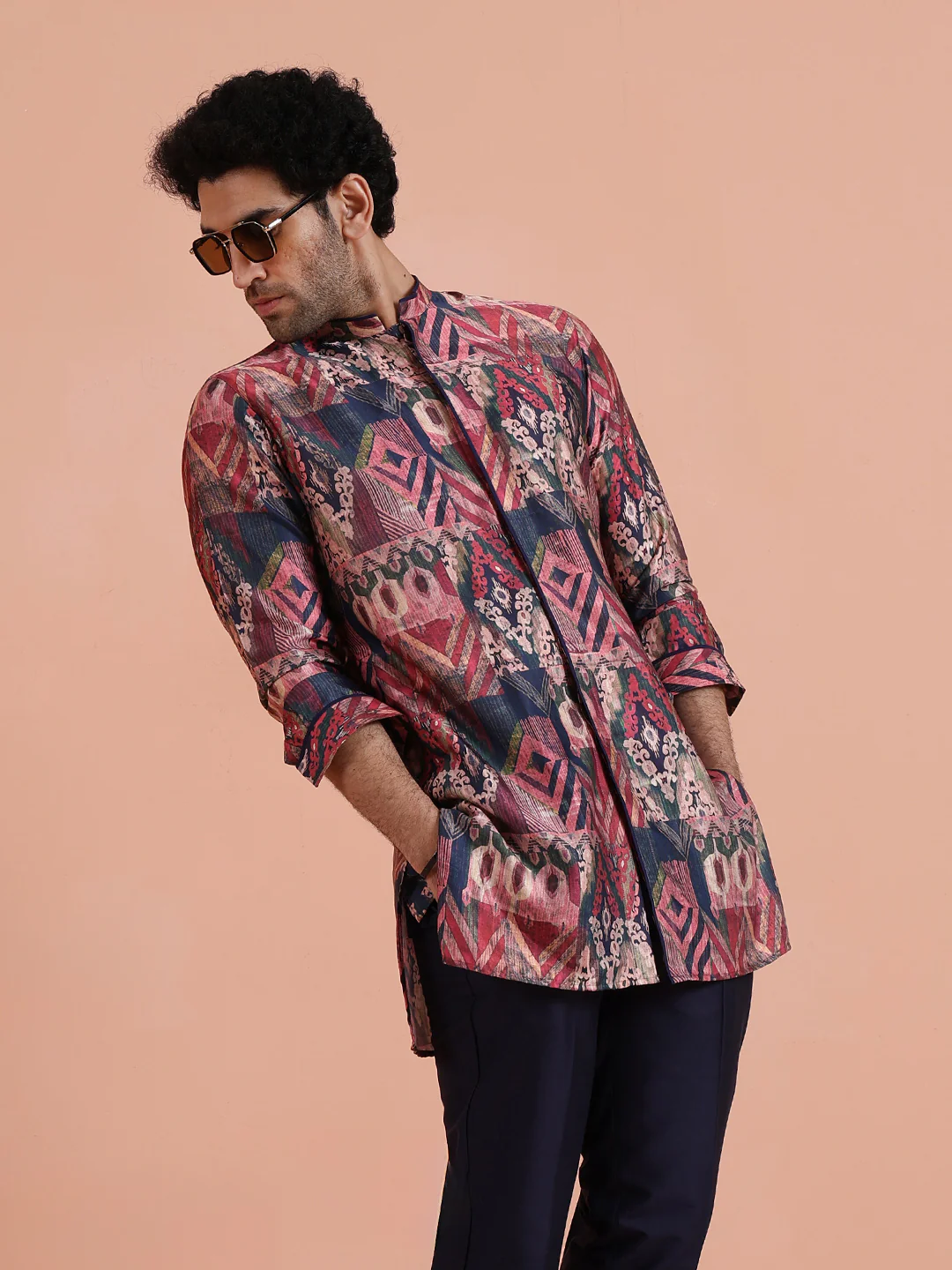 Multicolor Geometric Printed Mid Kurta