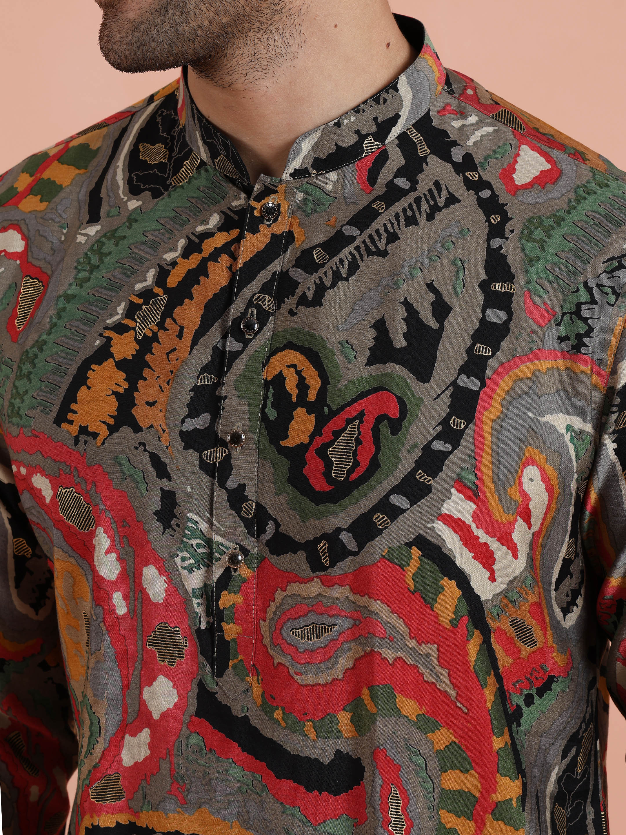 Multicolor Paisley Printed Mid Kurta Set - Image 5