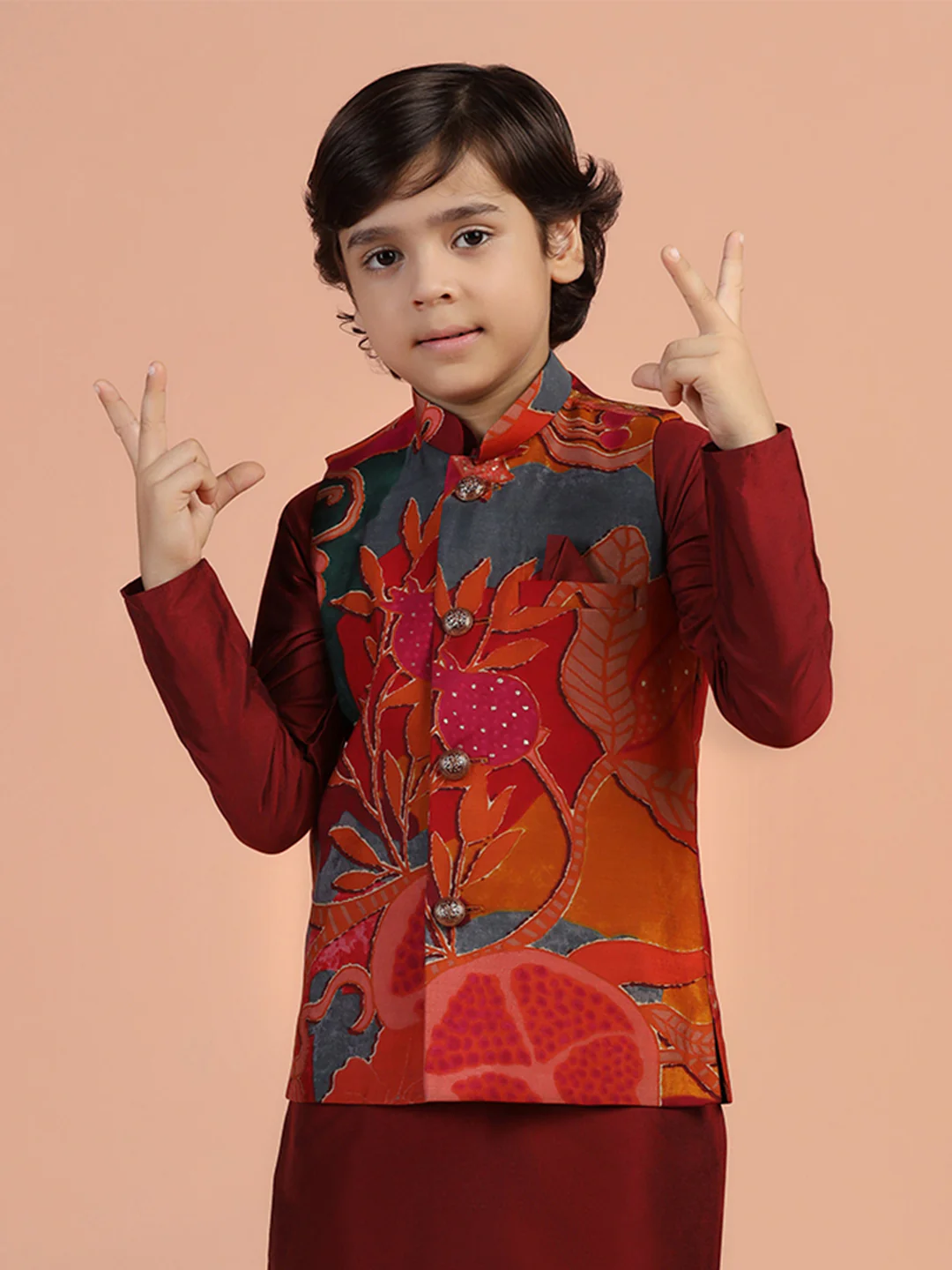 Multicolor Printed Nehru Jacket