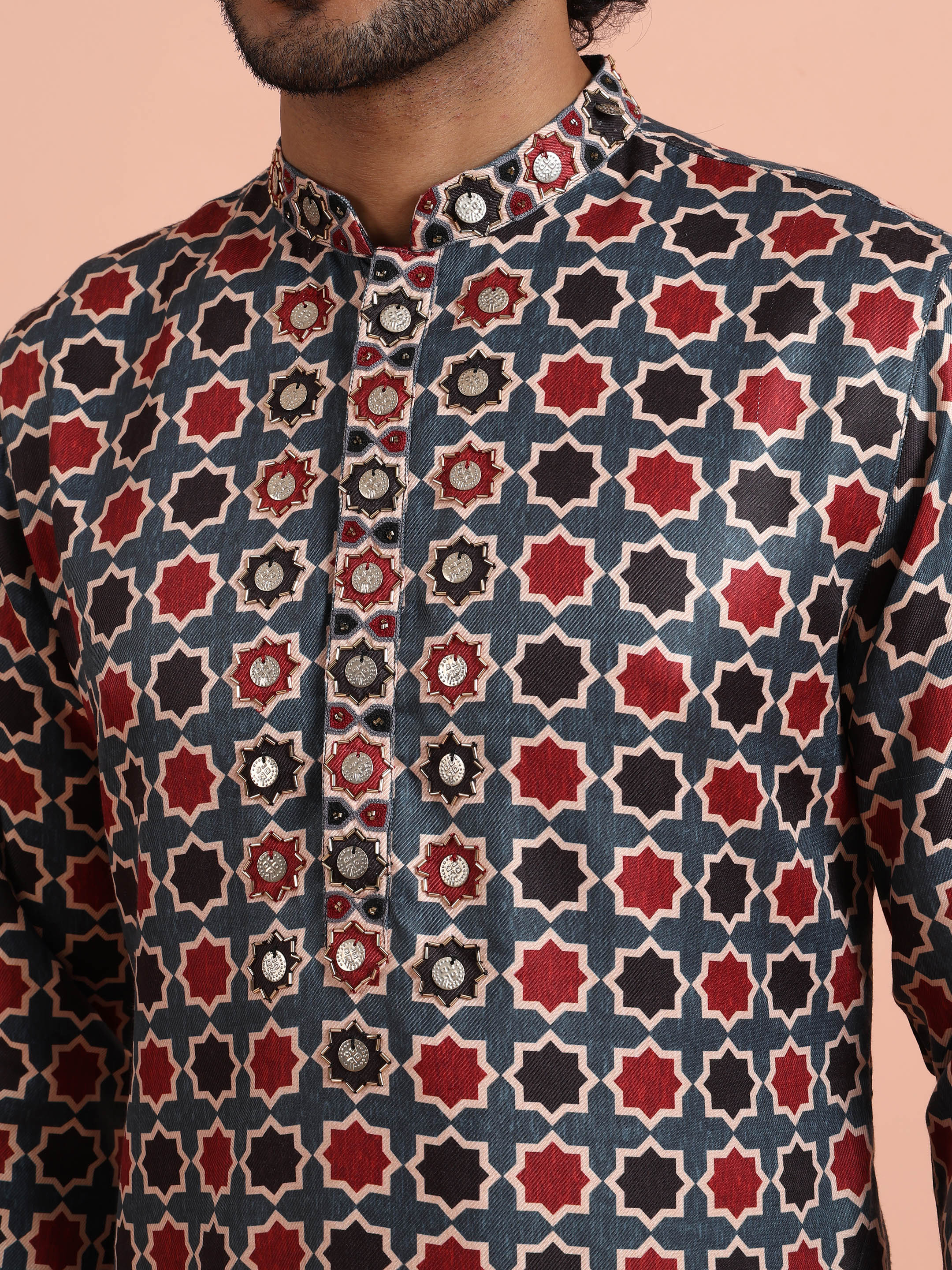 Multicolour Pashmina Printed Kurta Trouser Set - Image 5