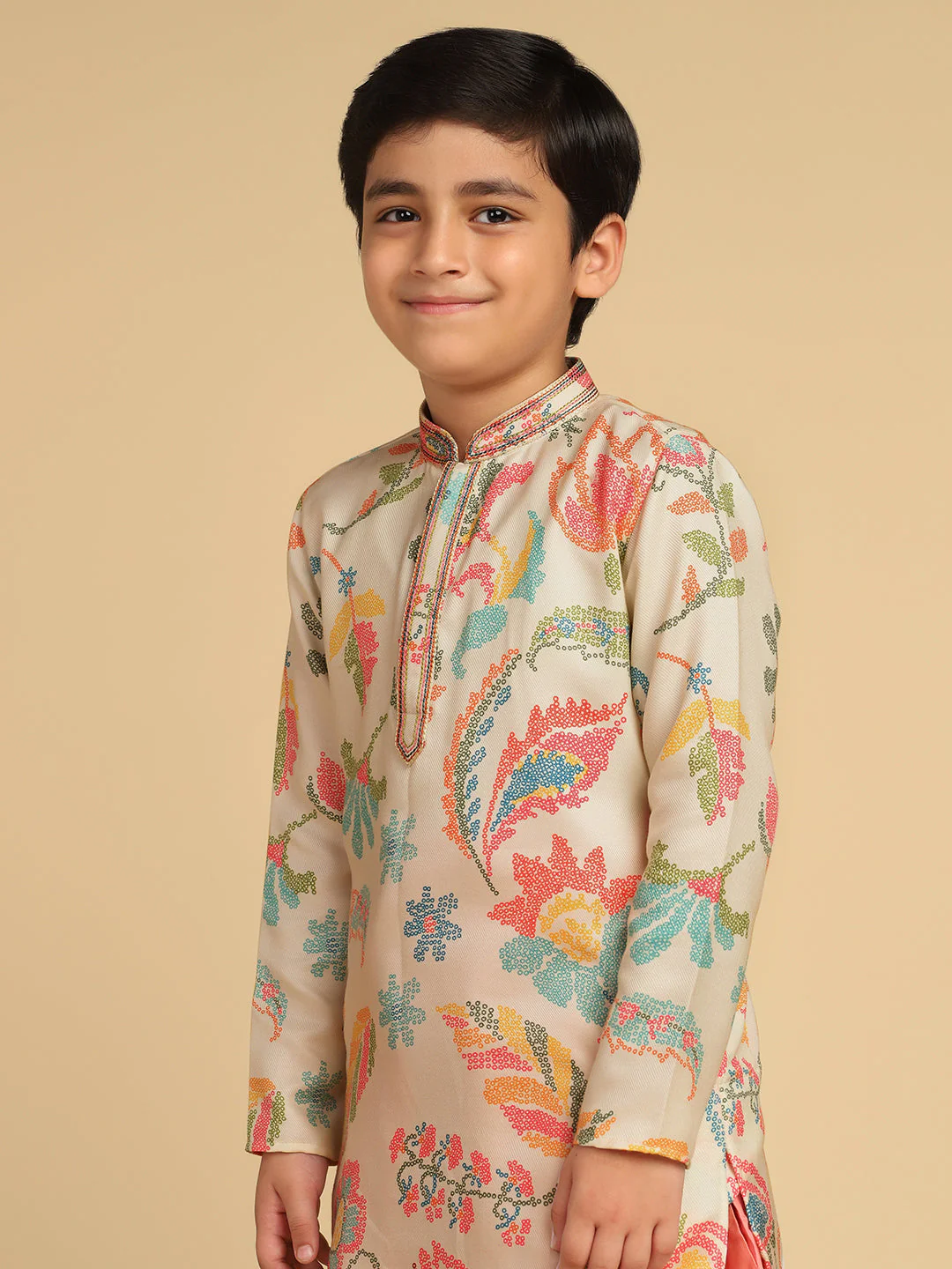 Multicolour Solid Kurta Pyjama Set - Image 3