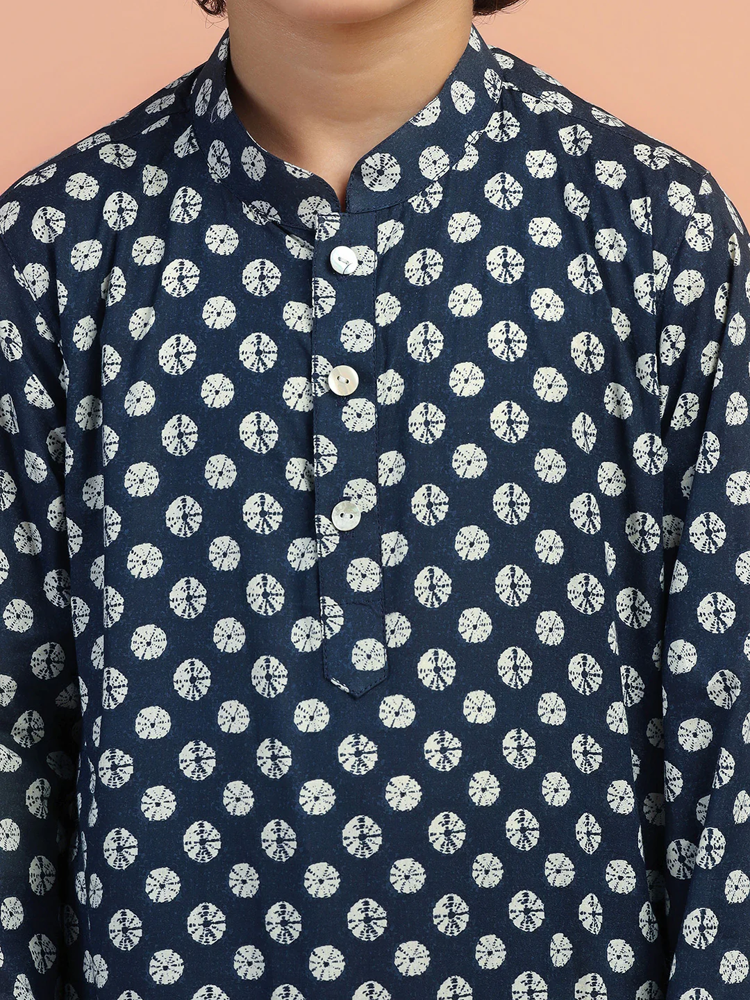 Navy Blue Printed Kurta - Image 5