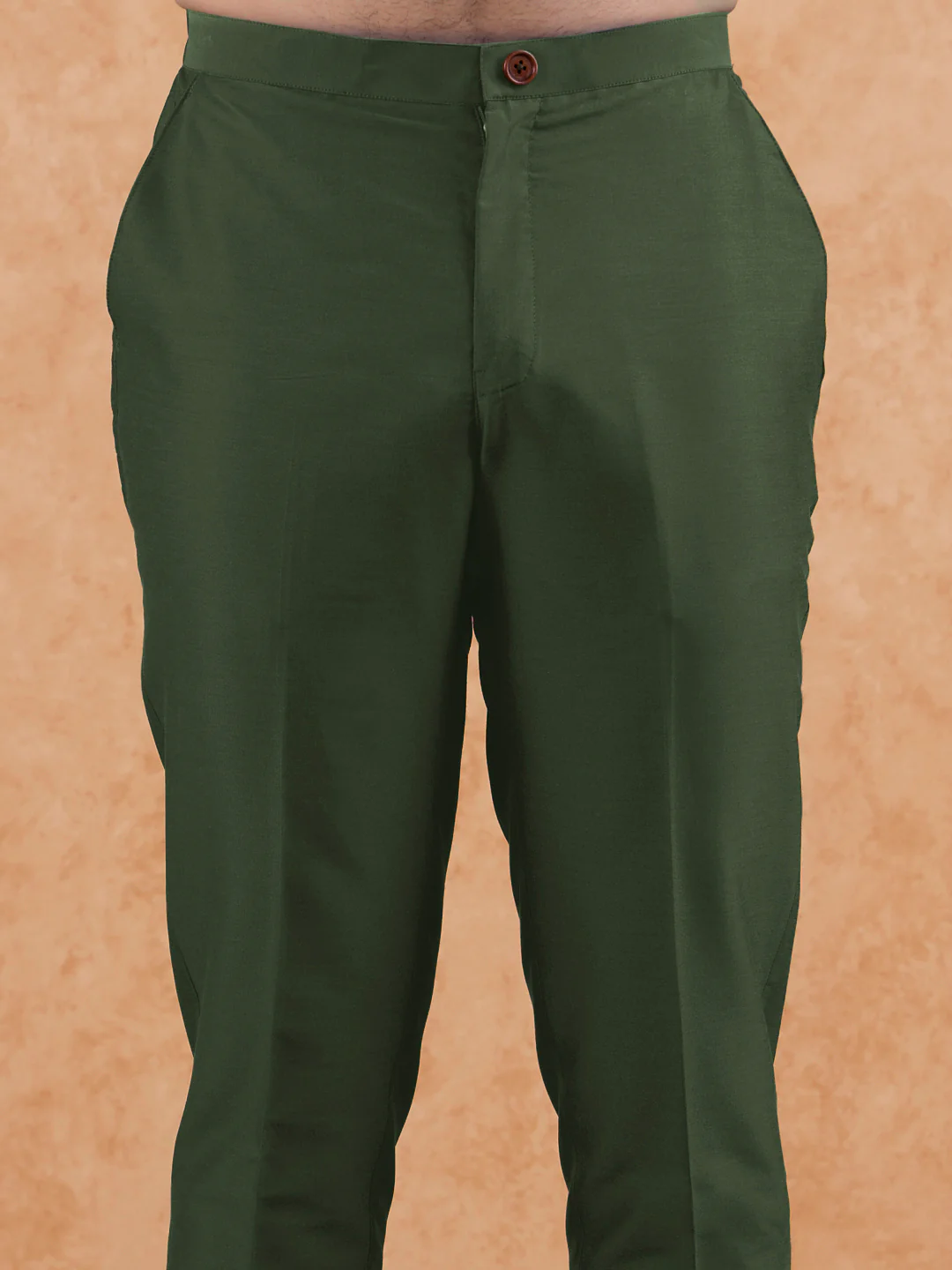 Olive Poly Silk Solid Kurta Trouser Set - Image 6
