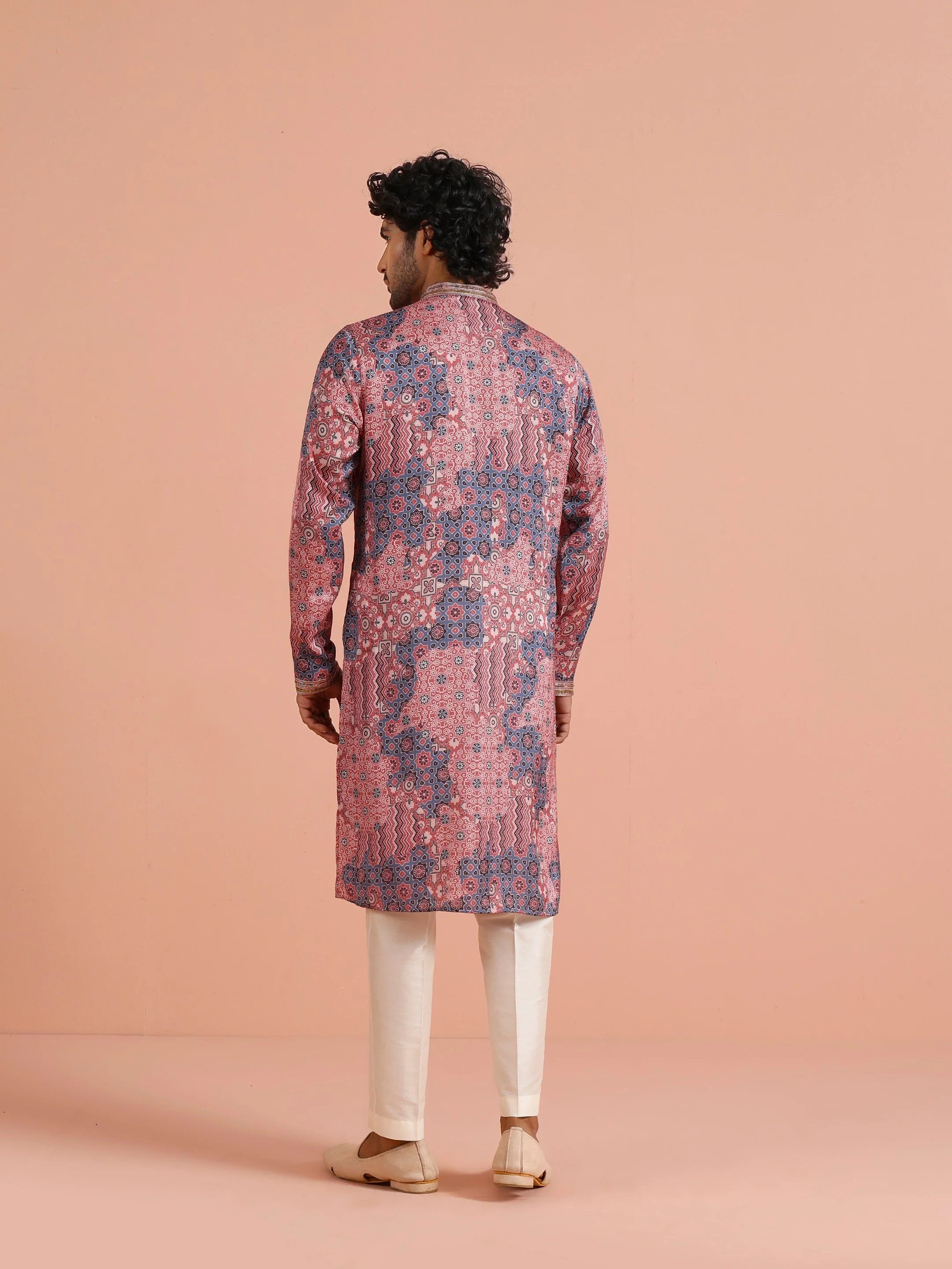 Pink Navy Printed Kurta Trouser - Image 5