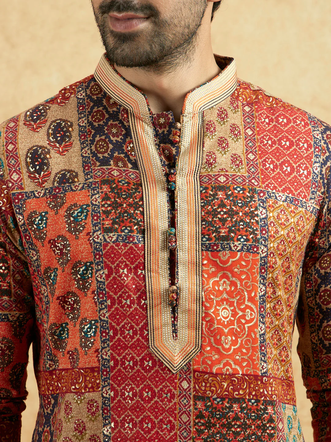 Multicolour Art Silk Printed Long Kurta - Image 3