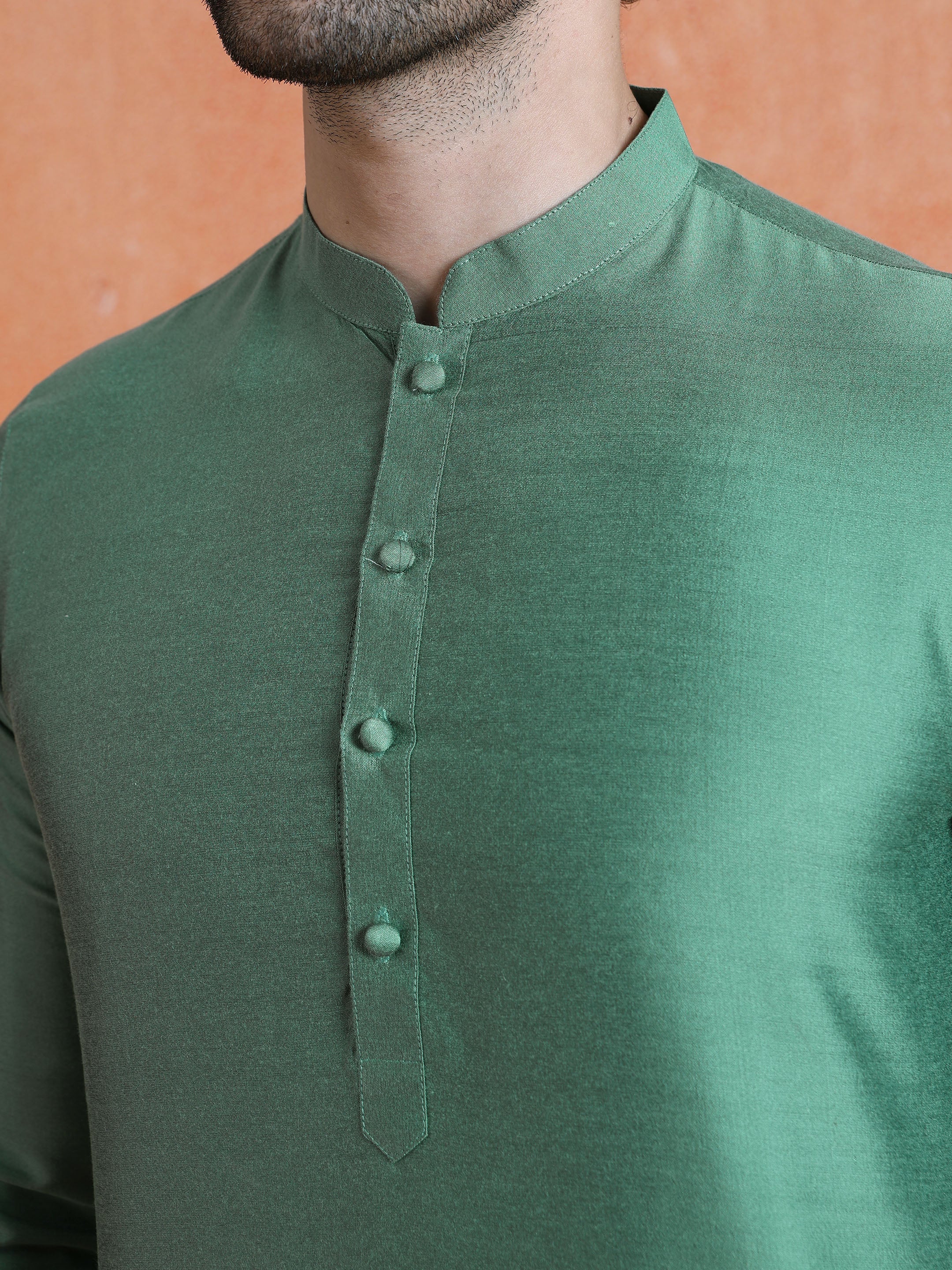 Sage Cotton Blend Solid Plain Kurta - Image 5