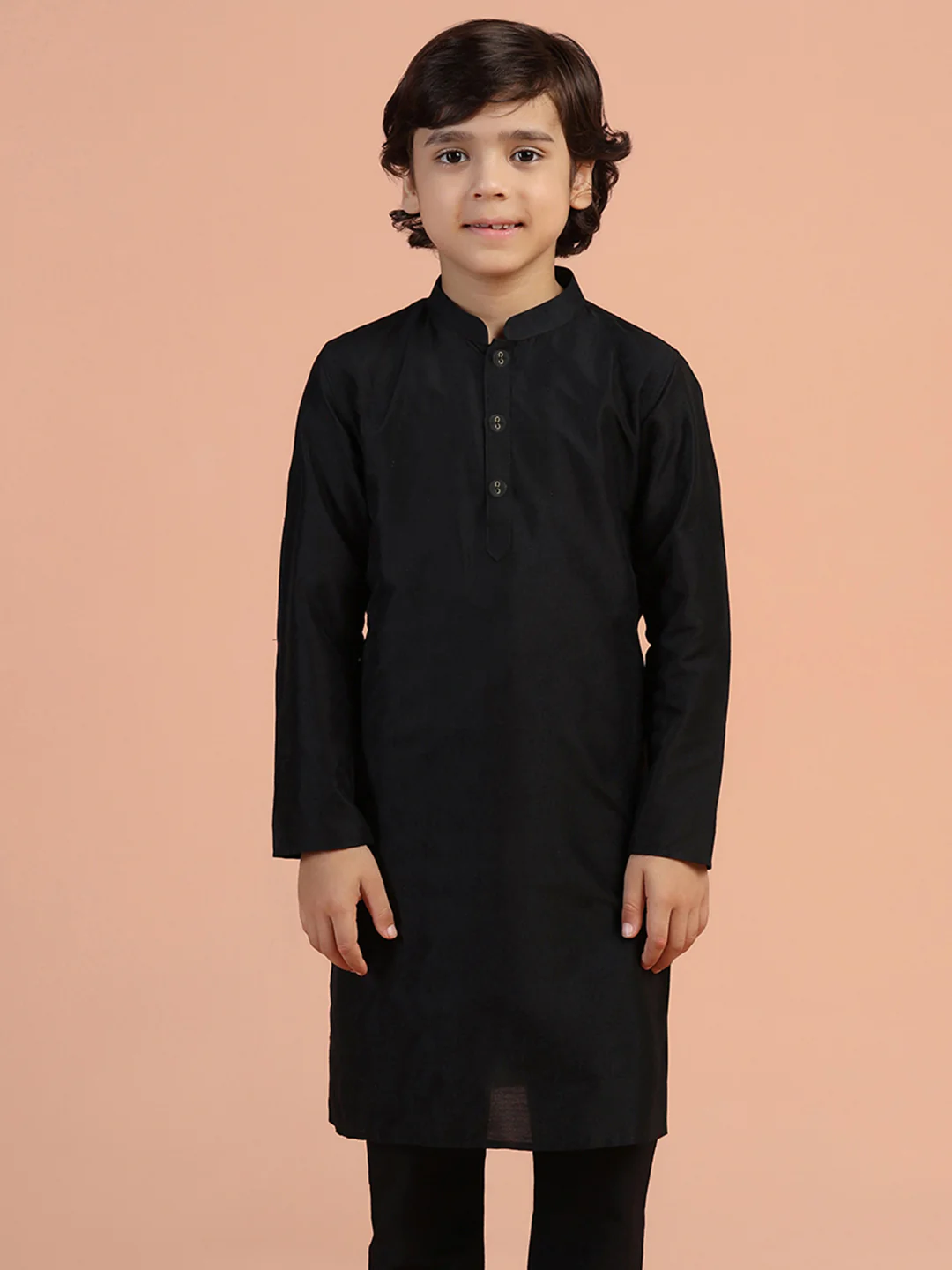 Solid Black Kurta for Boys