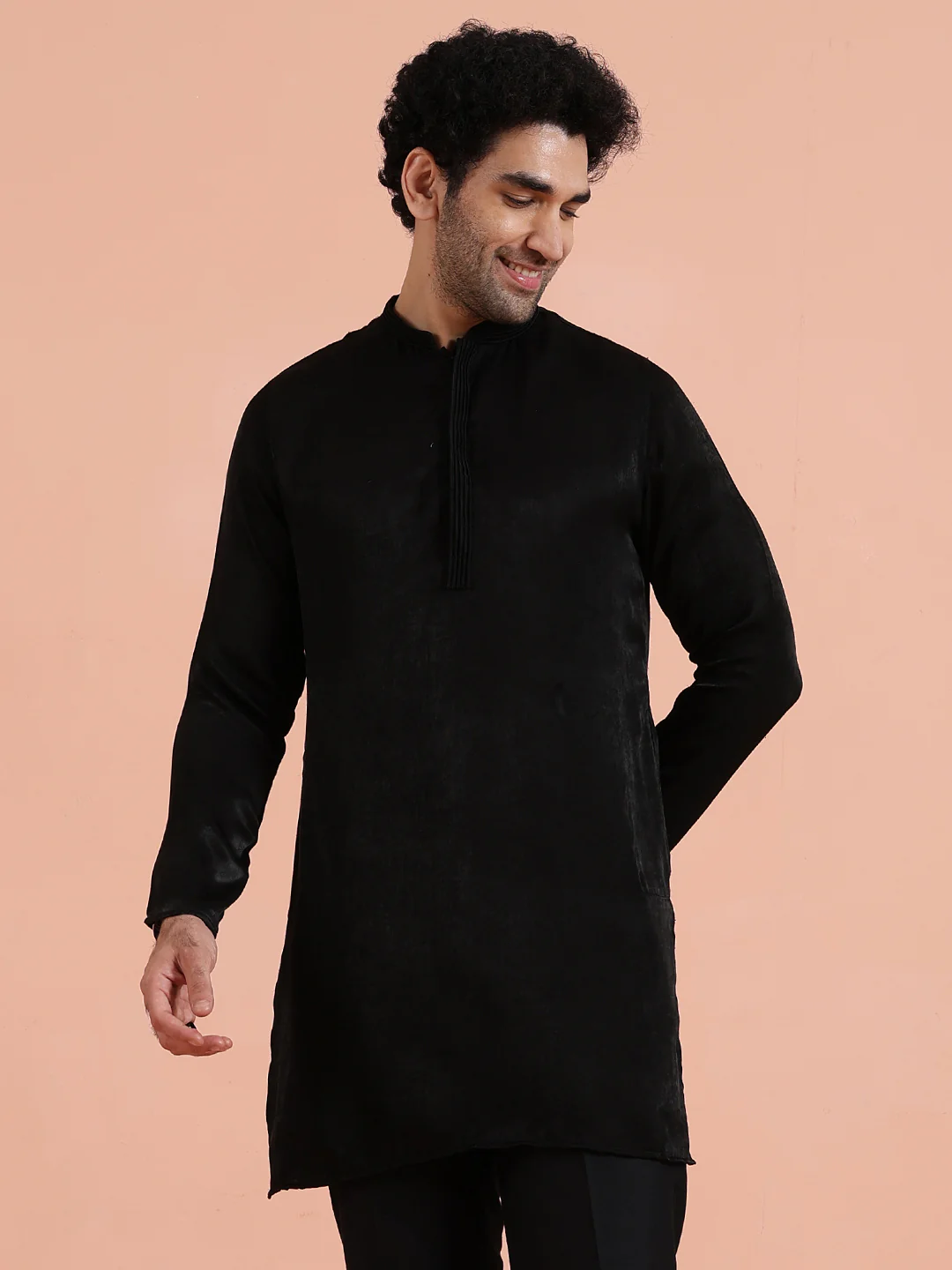Solid Black Mid Kurta