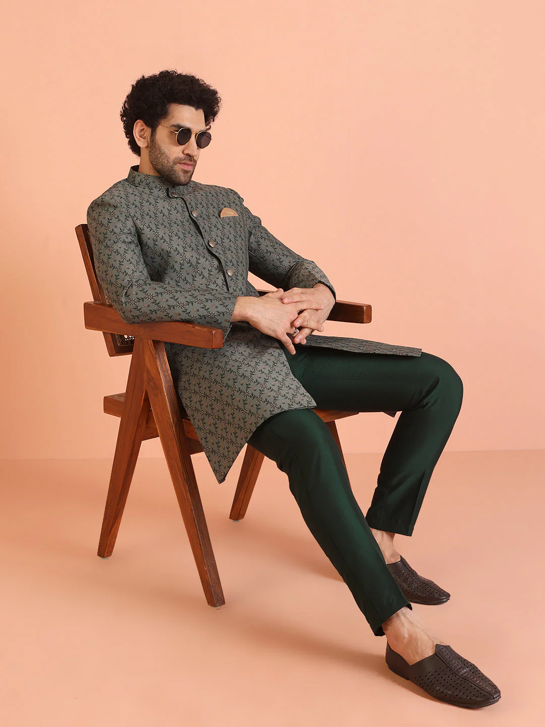 Bottle Green Silk Blend Trouser - Image 7