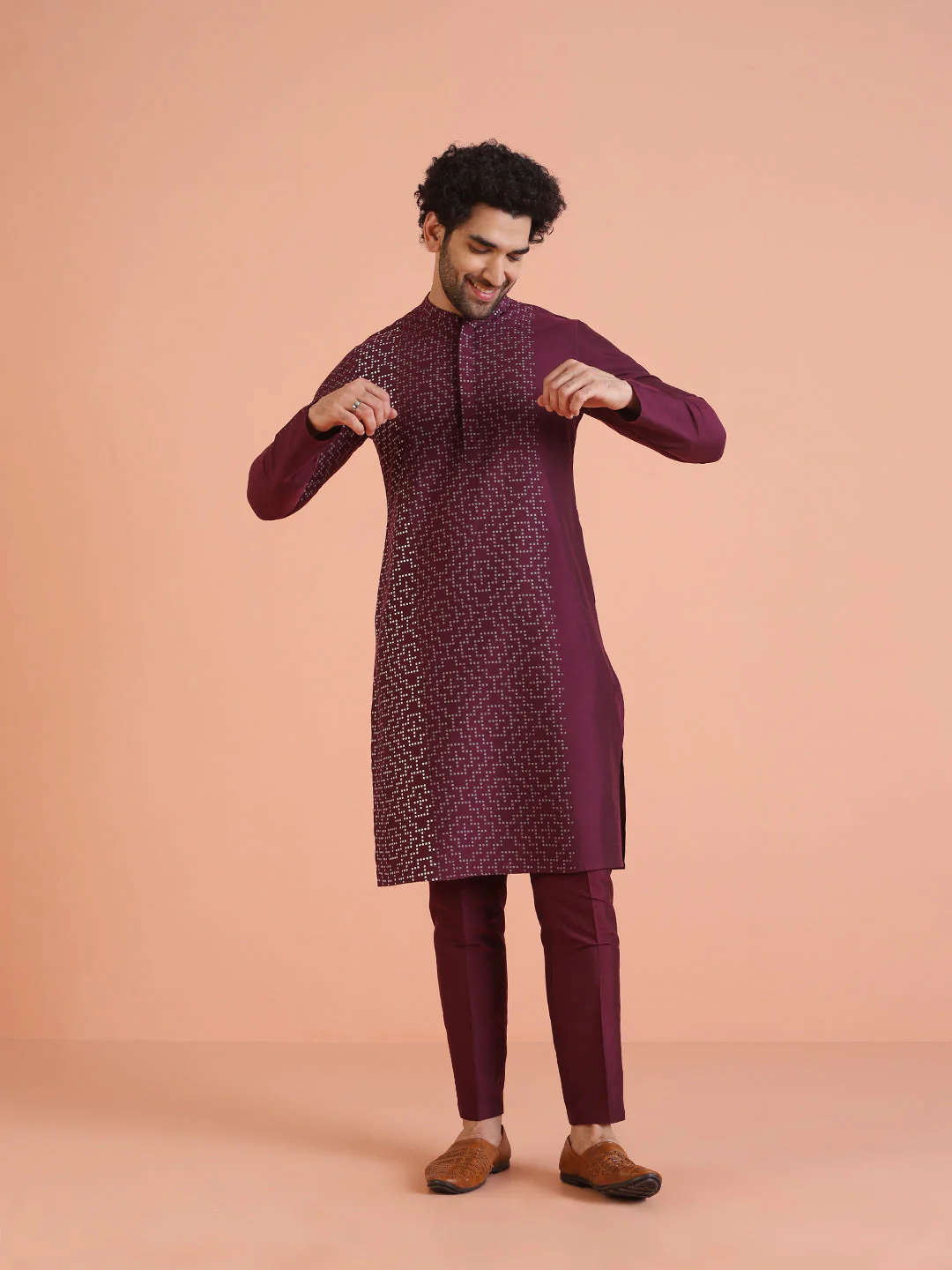 Maroon Cotton Blend Solid Slim Fit Trouser - Image 12