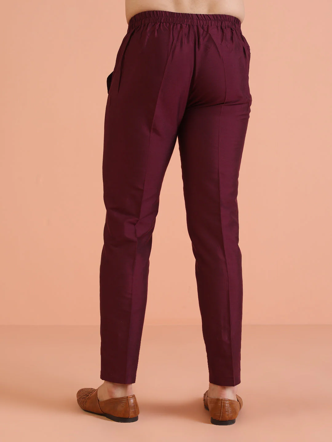 Maroon Cotton Blend Solid Slim Fit Trouser - Image 16